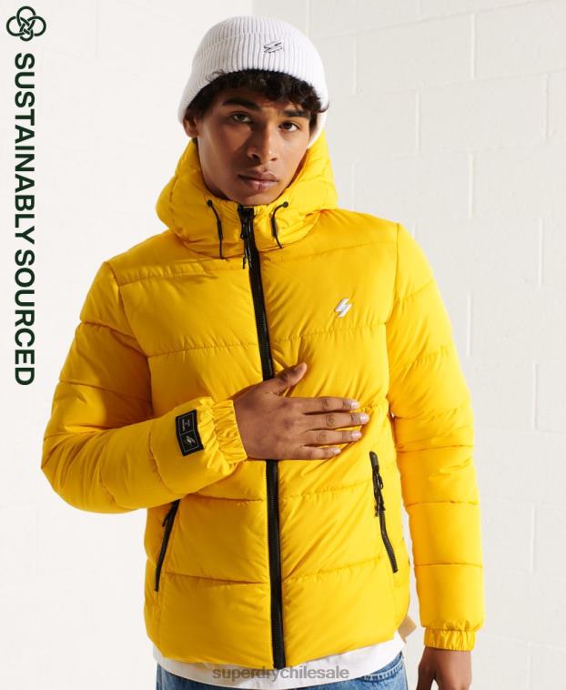 hombres Superdry amarillo chaqueta deportiva acolchada con capucha 2R68Z1047