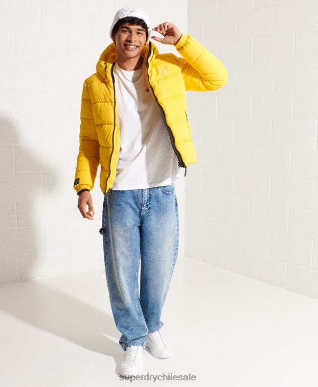 hombres Superdry amarillo chaqueta deportiva acolchada con capucha 2R68Z1047