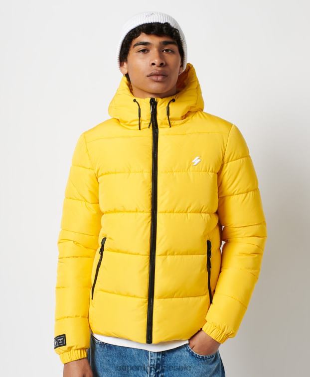 hombres Superdry amarillo chaqueta deportiva acolchada con capucha 2R68Z1047