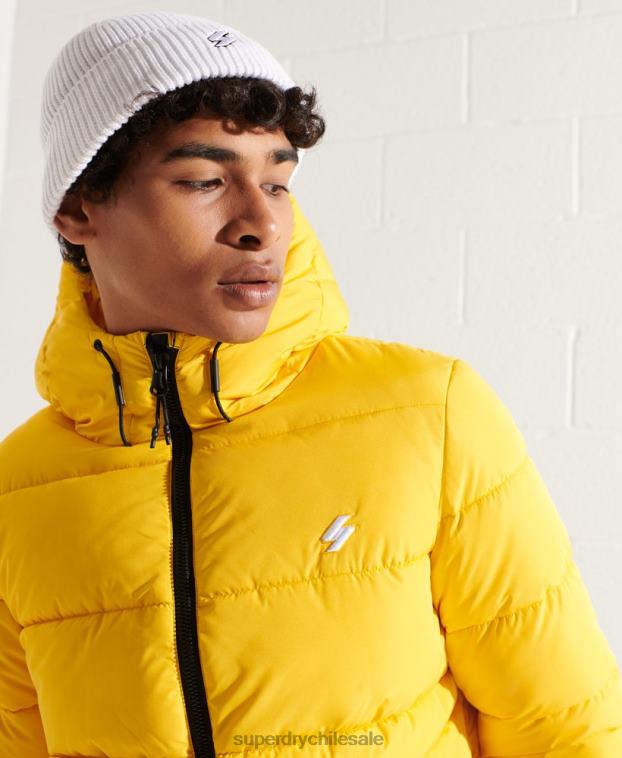hombres Superdry amarillo chaqueta deportiva acolchada con capucha 2R68Z1047