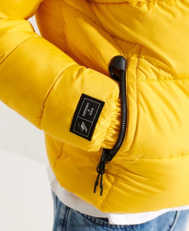 hombres Superdry amarillo chaqueta deportiva acolchada con capucha 2R68Z1047