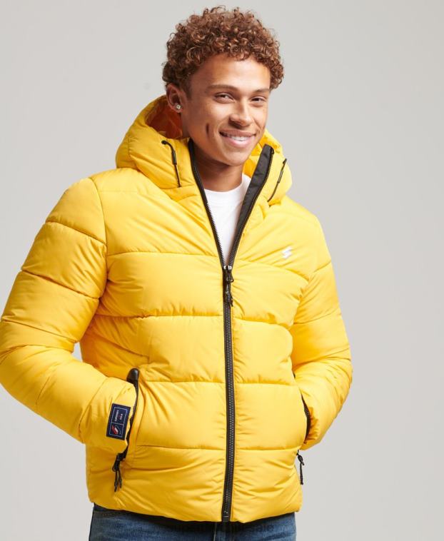 hombres Superdry amarillo chaqueta deportiva acolchada con capucha 2R68Z960