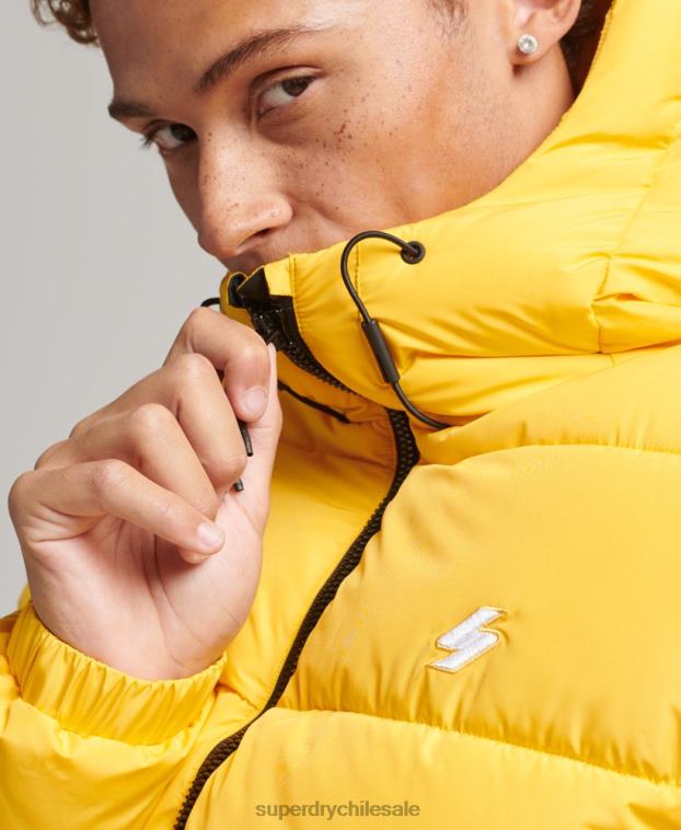hombres Superdry amarillo chaqueta deportiva acolchada con capucha 2R68Z960