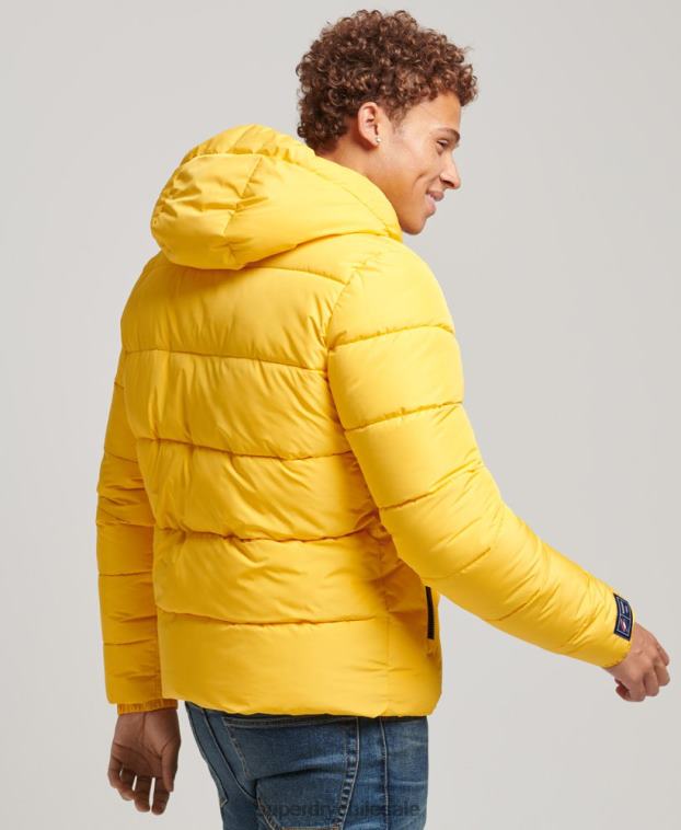 hombres Superdry amarillo chaqueta deportiva acolchada con capucha 2R68Z960
