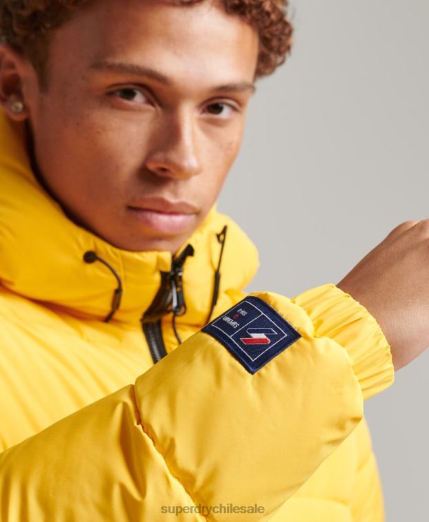 hombres Superdry amarillo chaqueta deportiva acolchada con capucha 2R68Z960