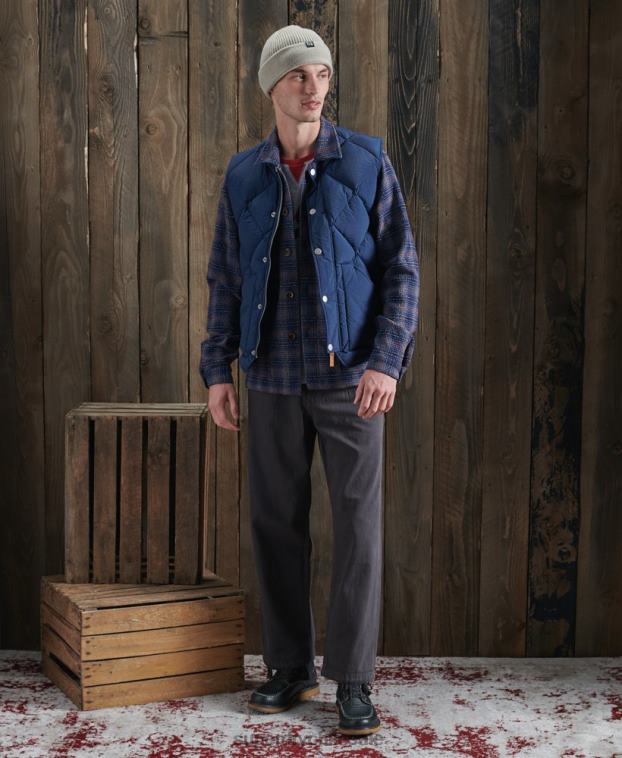 hombres Superdry azul chaleco de plumón de pato seco de edición limitada 2R68Z4765
