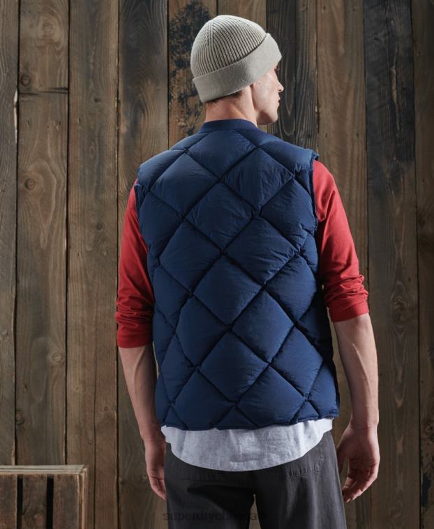 hombres Superdry azul chaleco de plumón de pato seco de edición limitada 2R68Z4765