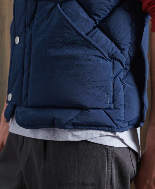 hombres Superdry azul chaleco de plumón de pato seco de edición limitada 2R68Z4765