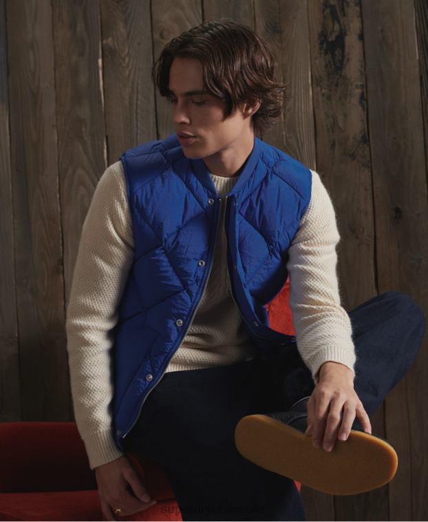 hombres Superdry azul chaleco de plumón de pato seco de edición limitada 2R68Z4766