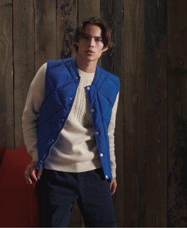 hombres Superdry azul chaleco de plumón de pato seco de edición limitada 2R68Z4766