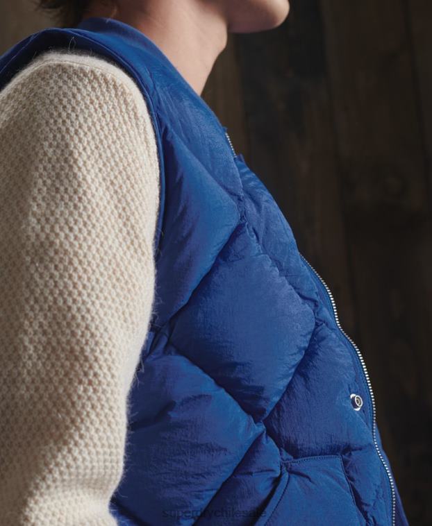 hombres Superdry azul chaleco de plumón de pato seco de edición limitada 2R68Z4766