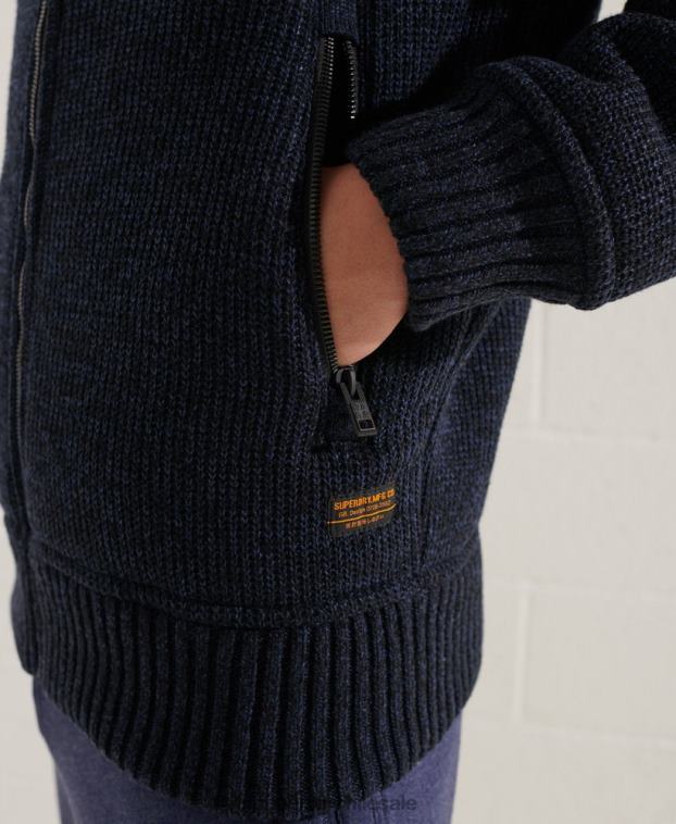 hombres Superdry azul chamarra con capucha y cremallera de expedición 2R68Z4531