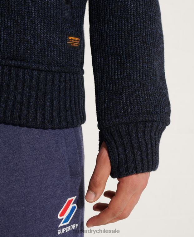 hombres Superdry azul chamarra con capucha y cremallera de expedición 2R68Z4531