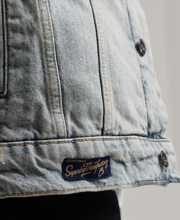 hombres Superdry azul chamarra sherpa de mezclilla 2R68Z4442