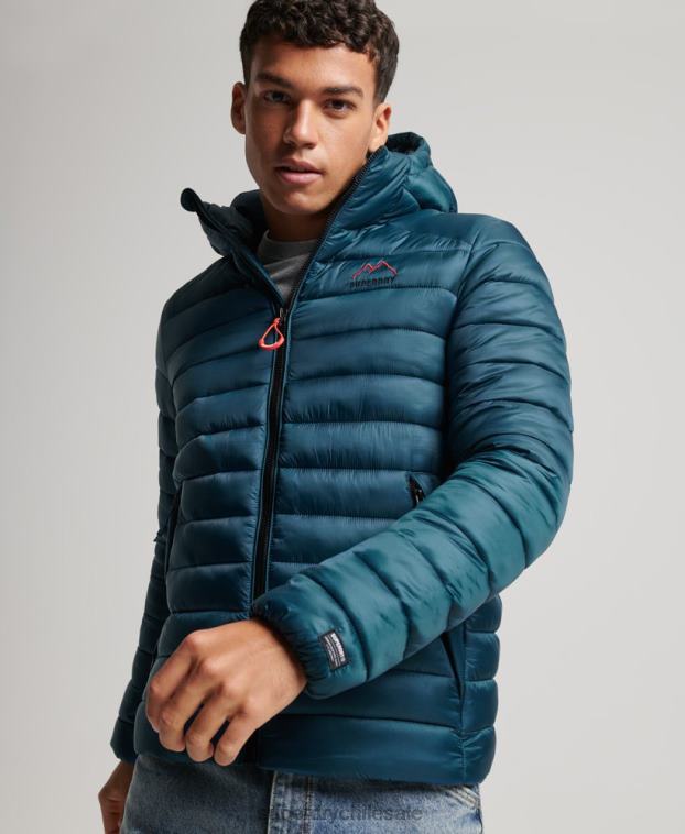 hombres Superdry azul chaqueta acolchada ligera 2R68Z911