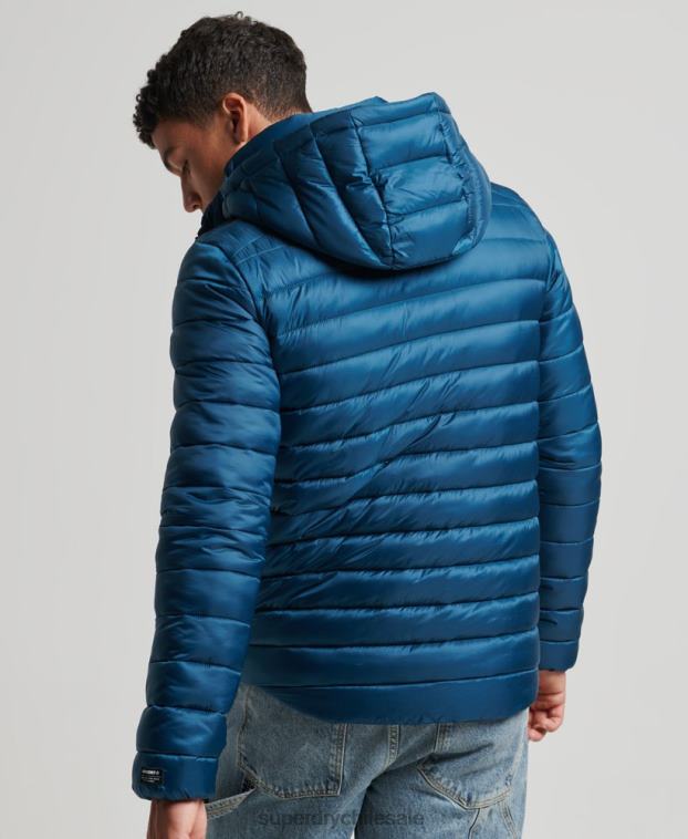hombres Superdry azul chaqueta acolchada ligera 2R68Z911