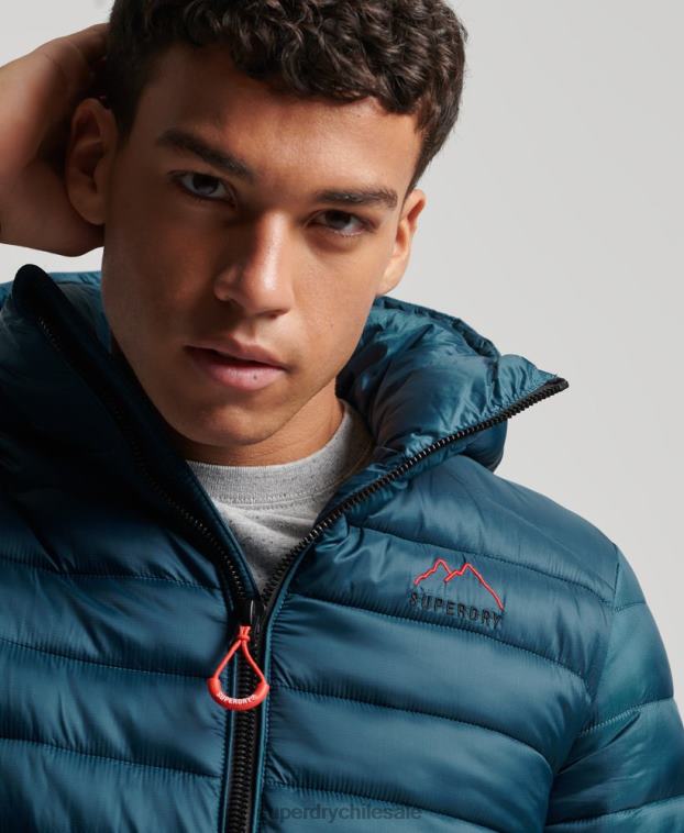 hombres Superdry azul chaqueta acolchada ligera 2R68Z911