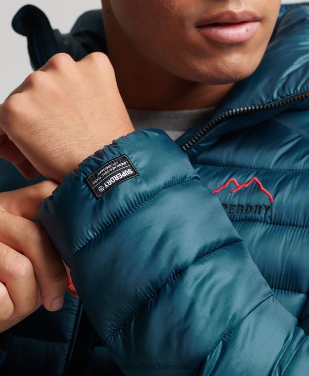 hombres Superdry azul chaqueta acolchada ligera 2R68Z911