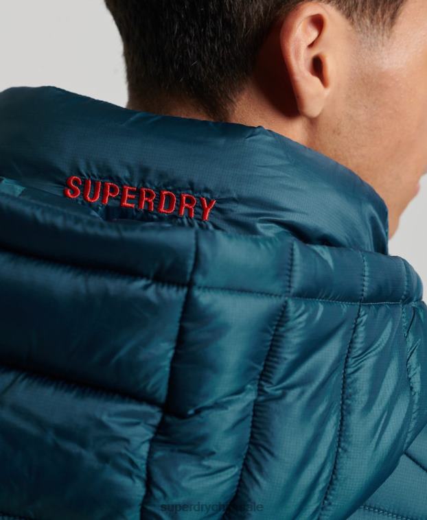 hombres Superdry azul chaqueta acolchada ligera 2R68Z911
