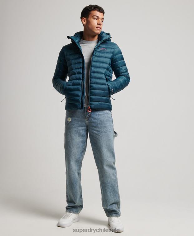 hombres Superdry azul chaqueta acolchada ligera 2R68Z911