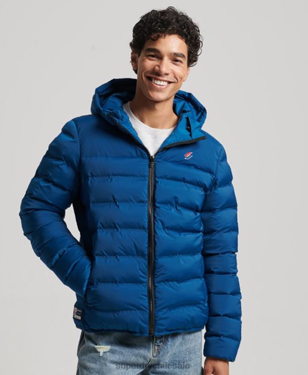 hombres Superdry azul chaqueta acolchada termosellada 2R68Z1074