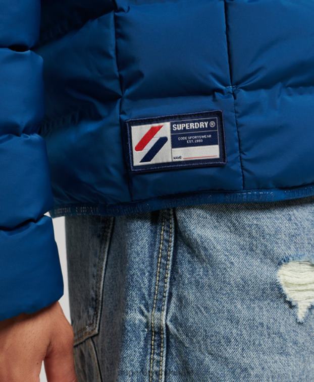 hombres Superdry azul chaqueta acolchada termosellada 2R68Z1074