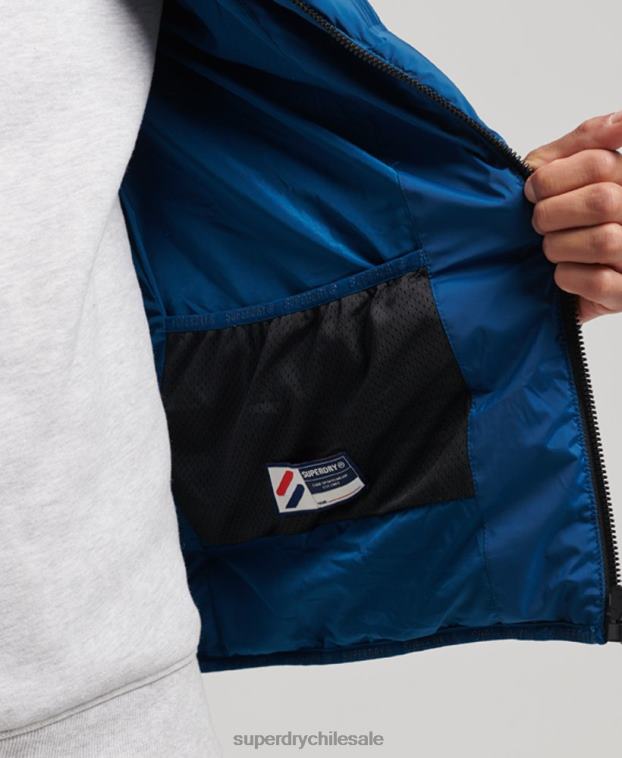 hombres Superdry azul chaqueta acolchada termosellada 2R68Z1074