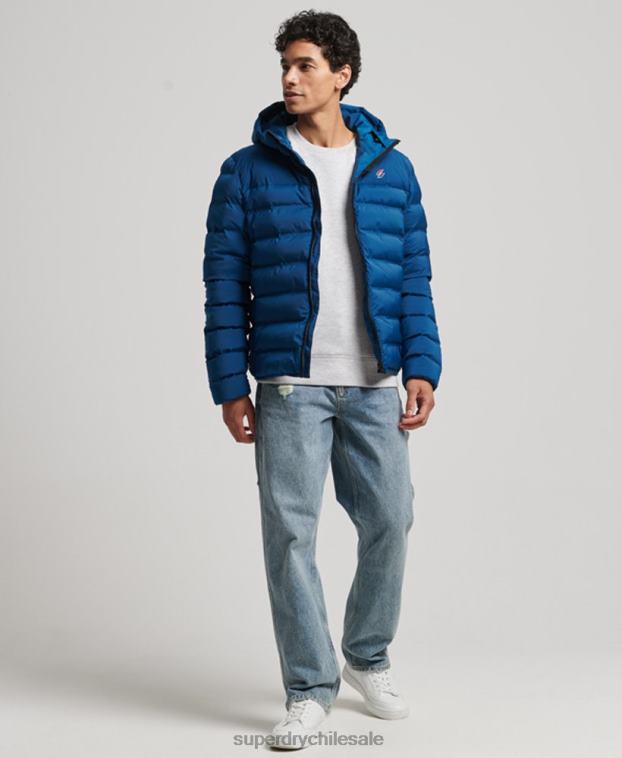 hombres Superdry azul chaqueta acolchada termosellada 2R68Z1074