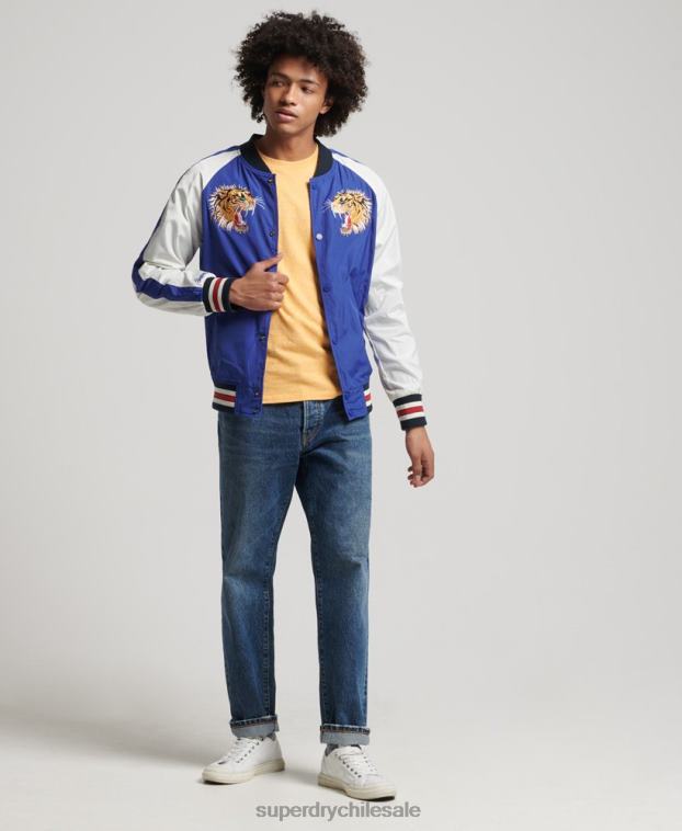 hombres Superdry azul chaqueta bomber suika 2R68Z4463