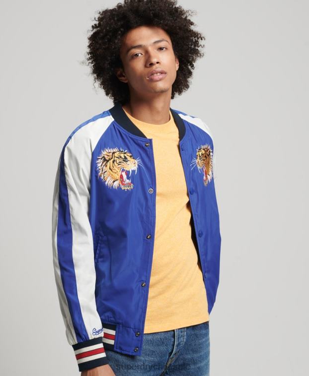 hombres Superdry azul chaqueta bomber suika 2R68Z4463