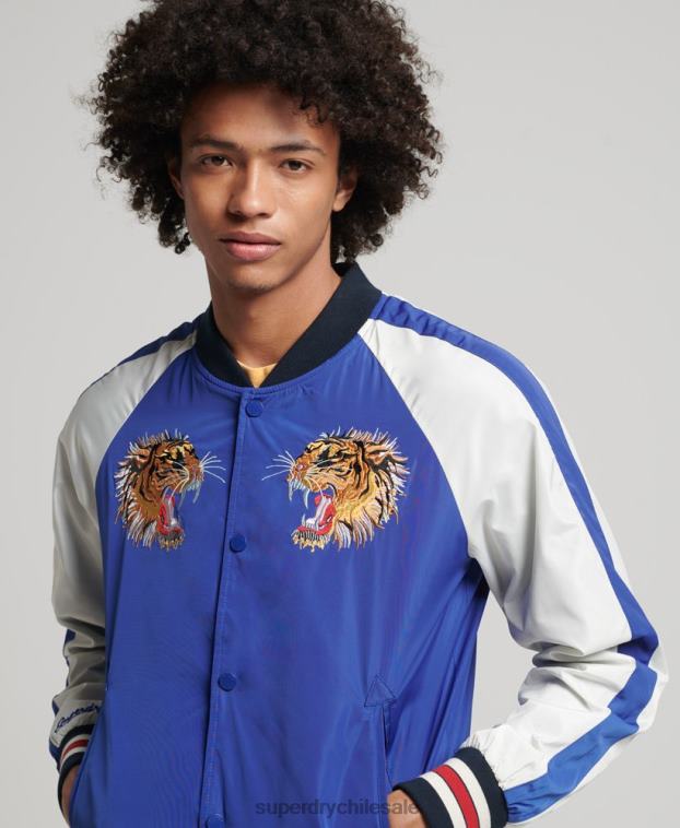 hombres Superdry azul chaqueta bomber suika 2R68Z4463