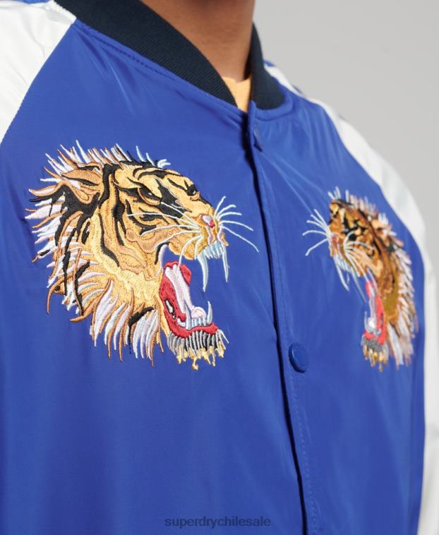 hombres Superdry azul chaqueta bomber suika 2R68Z4463