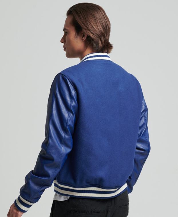 hombres Superdry azul chaqueta bomber universitaria vintage 2R68Z4721