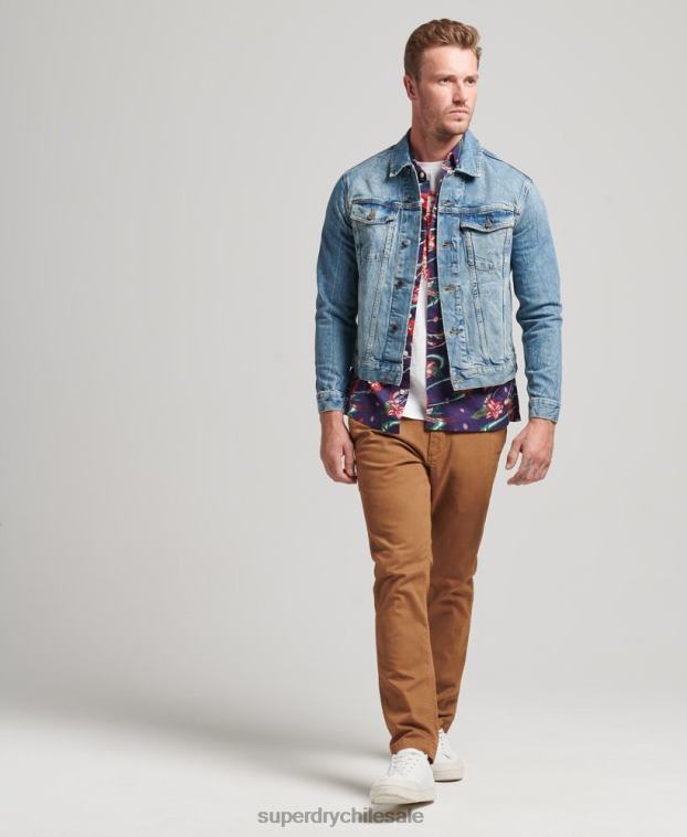 hombres Superdry azul chaqueta de camionero bandolero 2R68Z4438