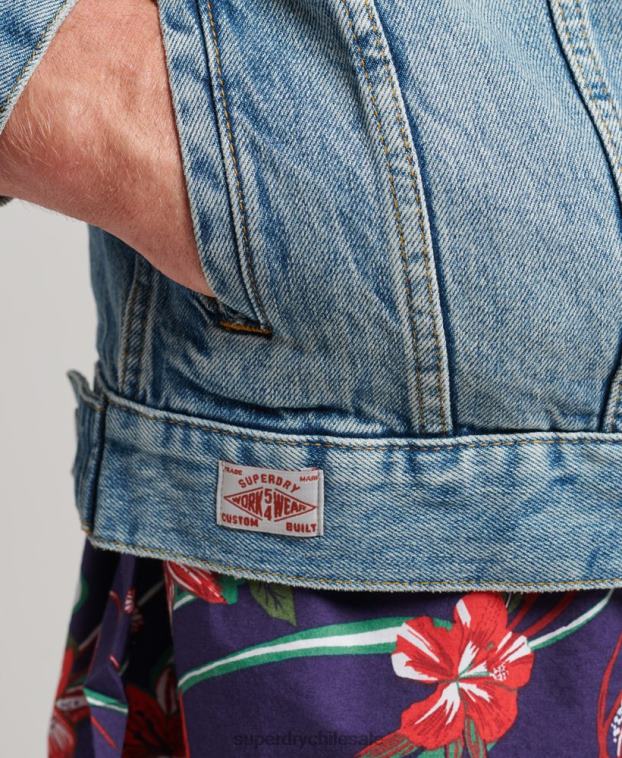 hombres Superdry azul chaqueta de camionero bandolero 2R68Z4438