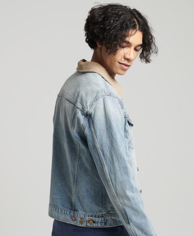hombres Superdry azul chaqueta de camionero de bandolero vintage 2R68Z4451