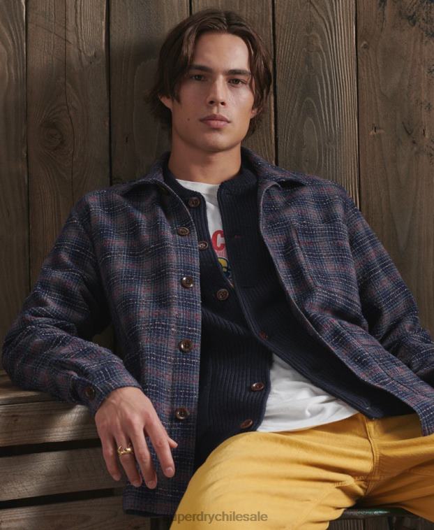hombres Superdry azul chaqueta de lana seca de edición limitada 2R68Z4761