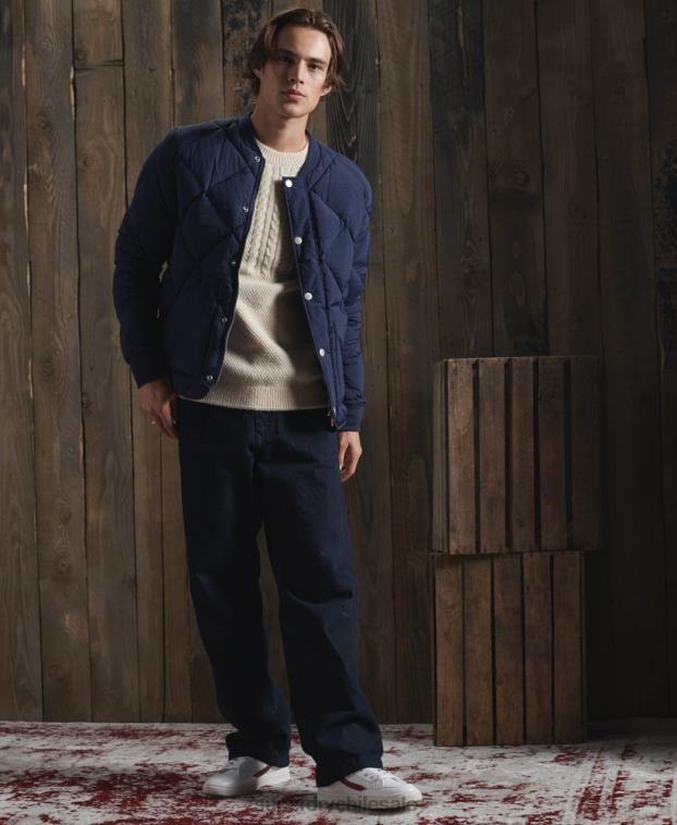 hombres Superdry azul chaqueta de plumón de pato seco 2R68Z4632