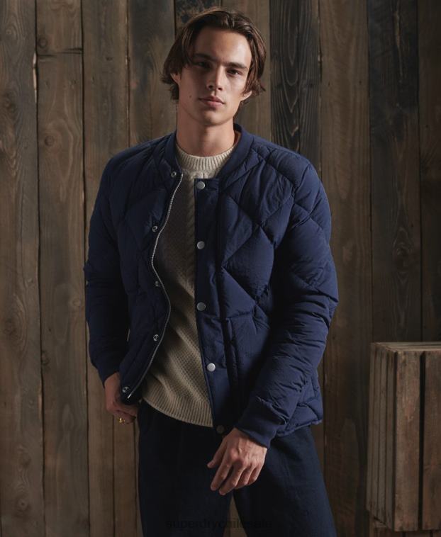 hombres Superdry azul chaqueta de plumón de pato seco 2R68Z4632
