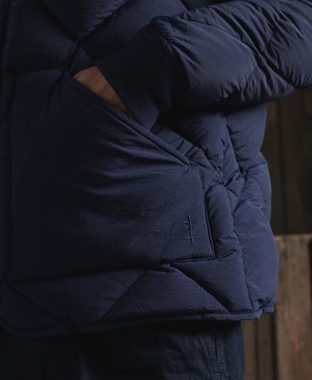 hombres Superdry azul chaqueta de plumón de pato seco 2R68Z4632