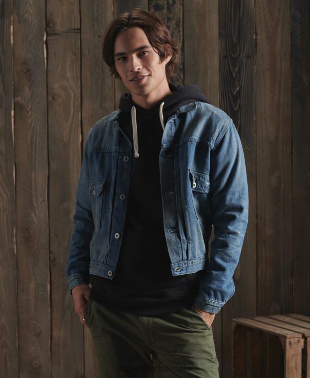 hombres Superdry azul chaqueta de trabajo japonesa seca de edición limitada 2R68Z4733