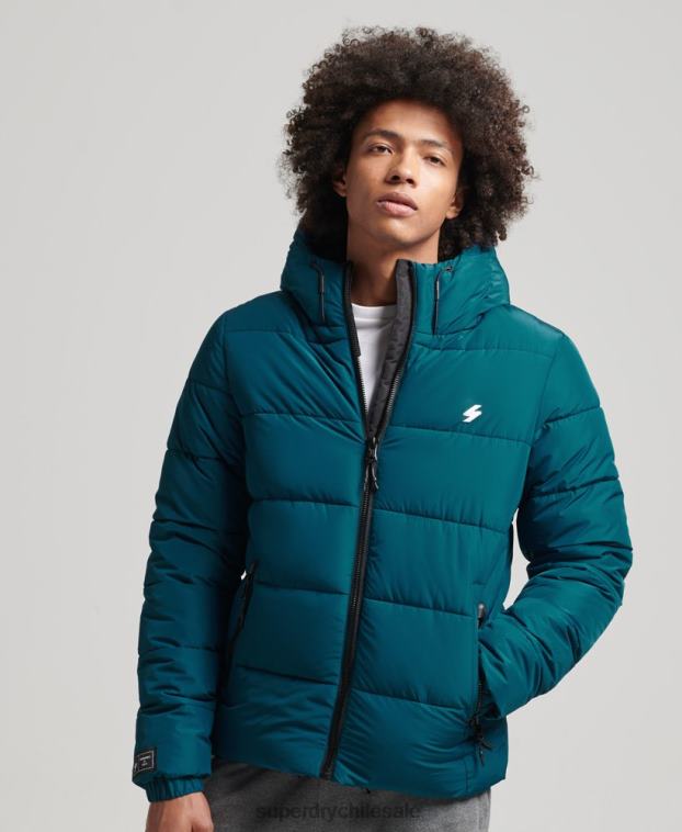 hombres Superdry azul chaqueta deportiva acolchada con capucha 2R68Z1018