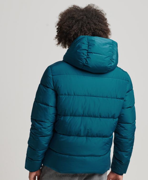 hombres Superdry azul chaqueta deportiva acolchada con capucha 2R68Z1018