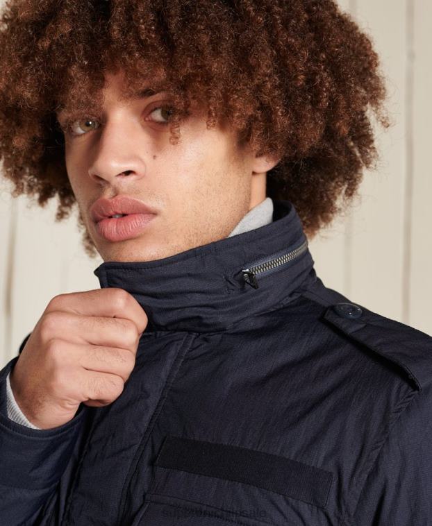 hombres Superdry azul chaqueta militar m-65 2R68Z4675