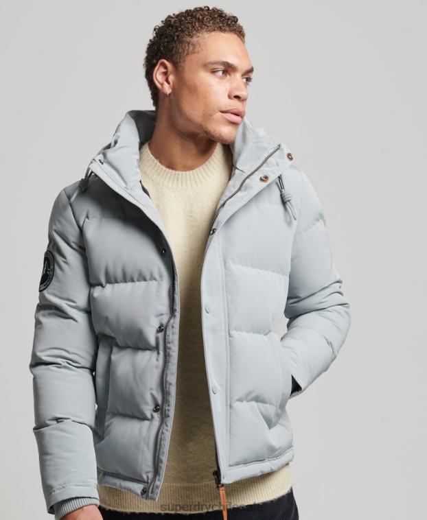 hombres Superdry azul claro chamarra acolchada Everest con capucha 2R68Z1158