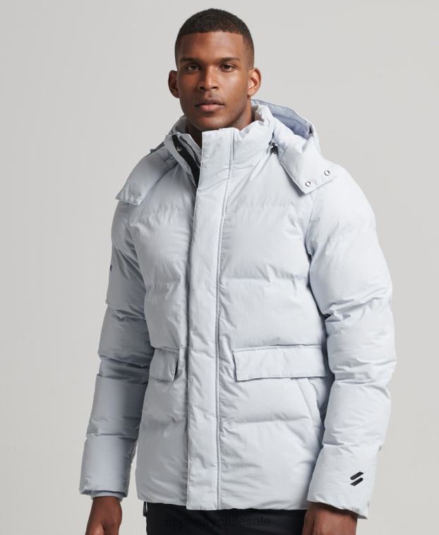 hombres Superdry azul claro chamarra corta acolchada 2R68Z4551