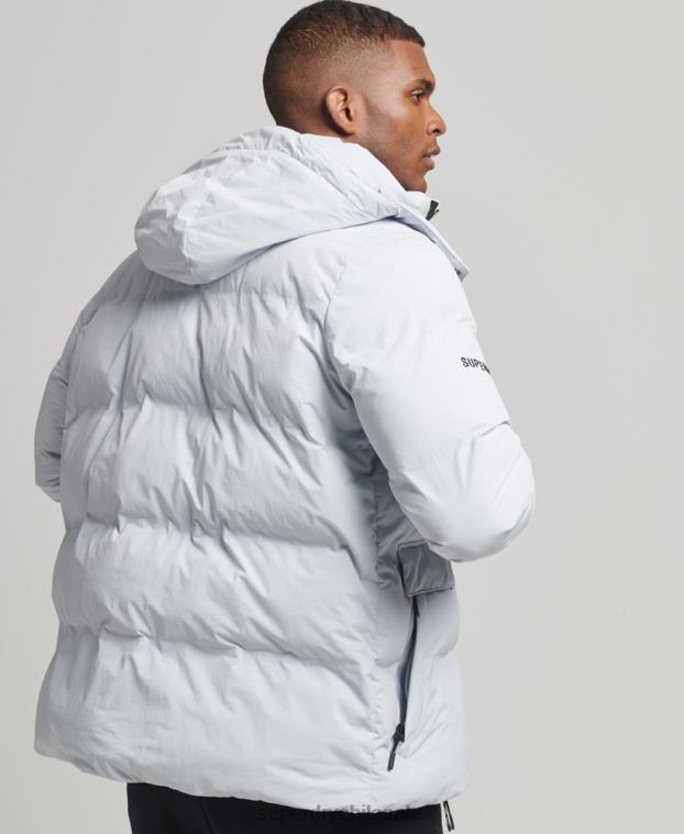 hombres Superdry azul claro chamarra corta acolchada 2R68Z4551