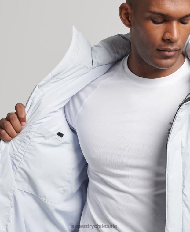 hombres Superdry azul claro chamarra corta acolchada 2R68Z4551
