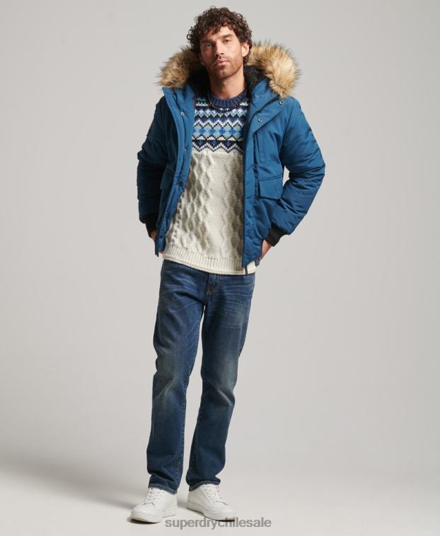 hombres Superdry azul claro chaqueta bomber everest 2R68Z1121