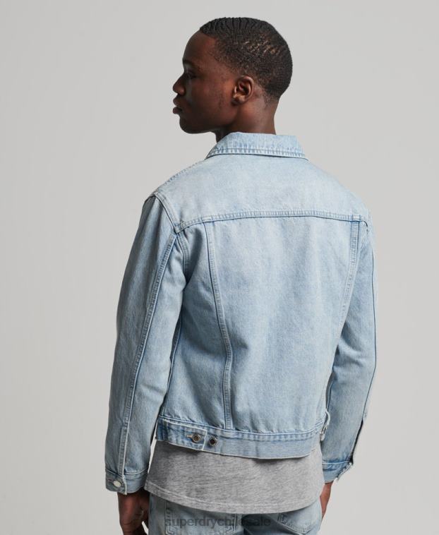 hombres Superdry azul claro chaqueta de camionero bandolero 2R68Z4707